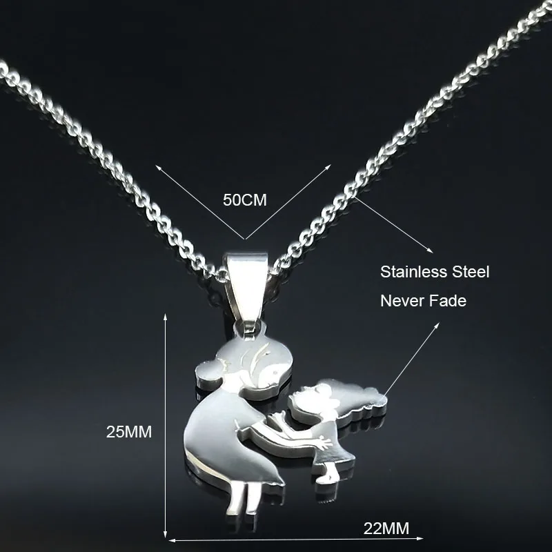 k 50cm O Мода для мамы и дочки цепочка из нержавеющей стали ожерелье серебряного цвета ожерелья подвески ювелирные изделия moda mujer N19034 - Окраска металла: k 50cm O
