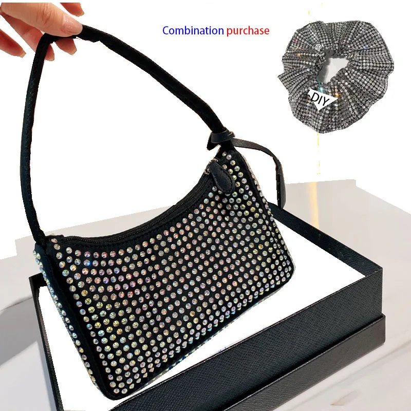 

Luxury Prado Blingbling Handbags Fashion Female Bag Dinner Bag Dress Collocation Bag Banquet Bag