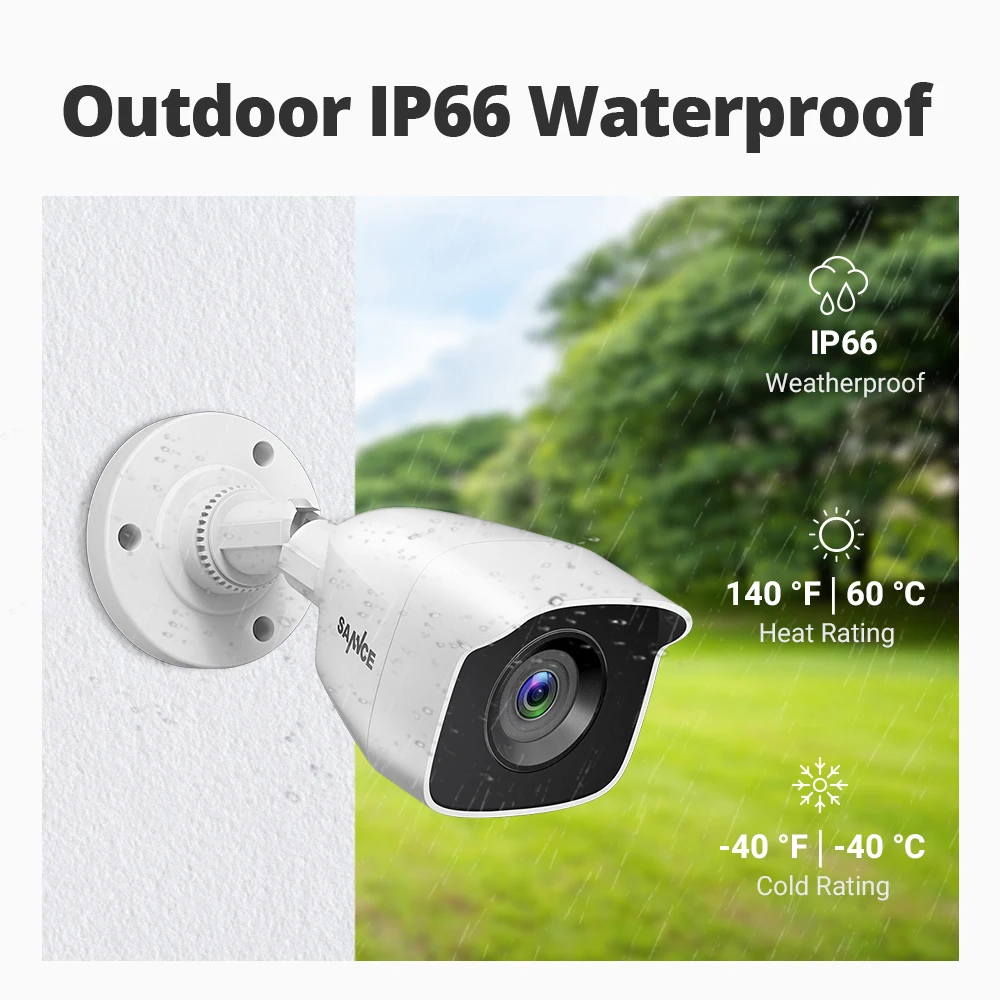 

SANNCE 10"1 LCD Monitor 5in1 4CH DVR with 4PCS 1080P CCTV IP66 Waterproof Indoor Outdoor Security Bullet Camera System White