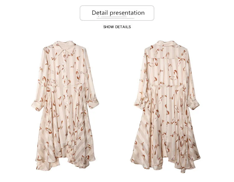 

2020 New Lady's style reduced age long-sleeved Chiffon print personality irregular dress