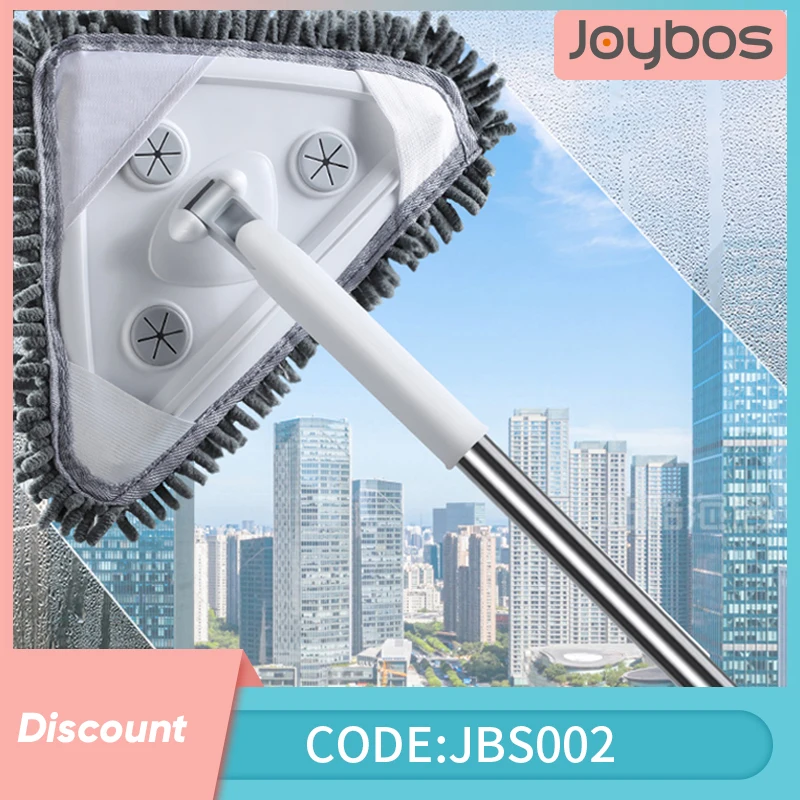 Joybos-limpiador de ventanas telesc&oacute;pico de gran altura, escobilla de limpieza de vidrio ajustable giratorio de 360 &deg;, utensilio dom&eacute;stico-0