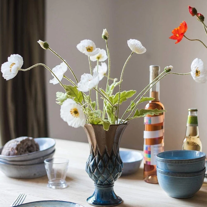 Искусственные цветы маковые шелковые длинный ствол новоселье садовый стол для