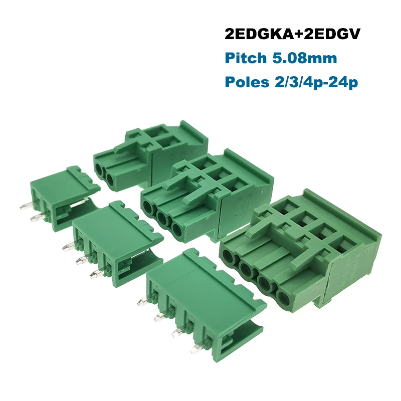 20 шт. шаг 5 08 мм Штекерный винтовой клеммный блок для печатной платы 2EDGKA/VC/RC/V/R