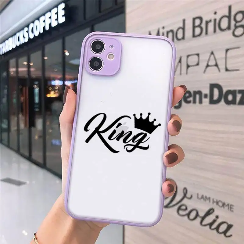 

luxury Crown Princess king Phone Case Matte Transparent for iPhone 7 8 11 12 s mini pro X XS XR MAX Plus cover funda