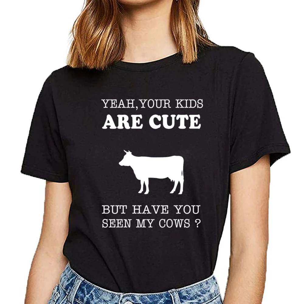 Футболка женская хлопковая в стиле Харадзюку милая рубашка с принтом коровы и