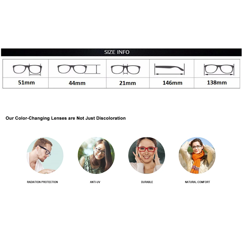 Фотохромные очки для чтения с бифокальным переходом Модные солнцезащитные TR90