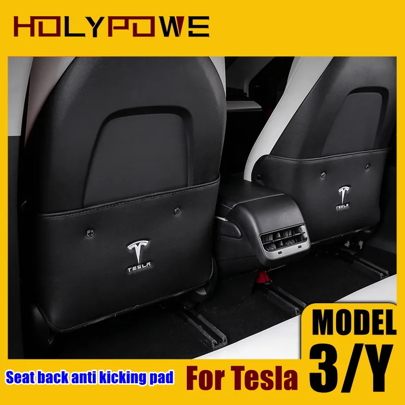 

For 2019 - 2021 Tesla Model 3 Y Car Rear Seat Back Anti-kick Pad Interior Accessories Leather Upgrade Protection Antifouling Mat