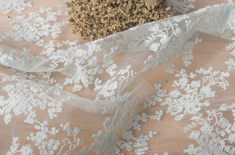 Жаккардовая Тюлевая ткань с вышивкой из органзы ширина 130 см|Ткань| |