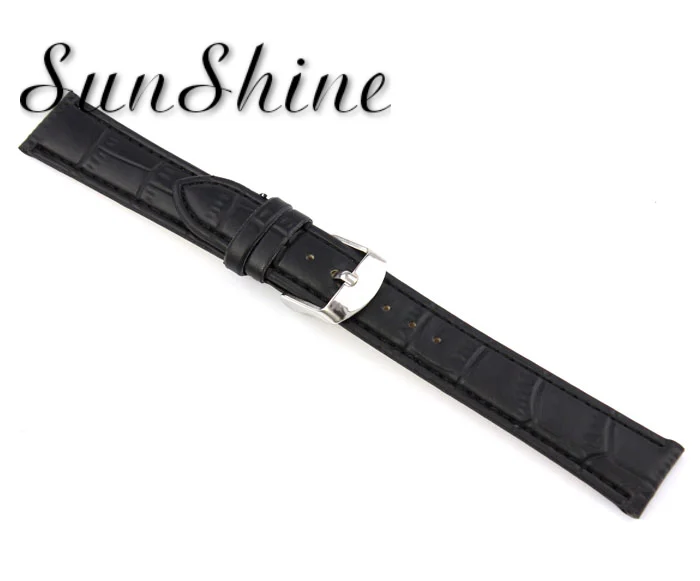 18 мм мягкий кожаный ремешок стальная пряжка наручные часы черный натуральная