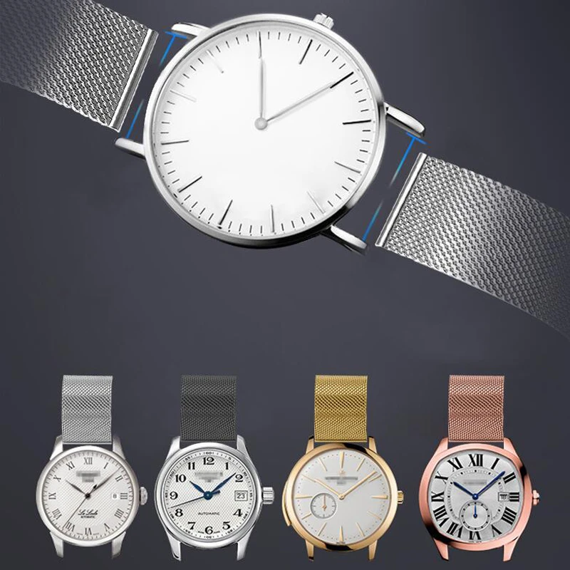 Stainless Steel Strap 14mm 16mm 18mm 19mm 20mm 22mm Watchband For DW Fossil Huawei Samsung Armani Milanese Metal Wristband | Наручные