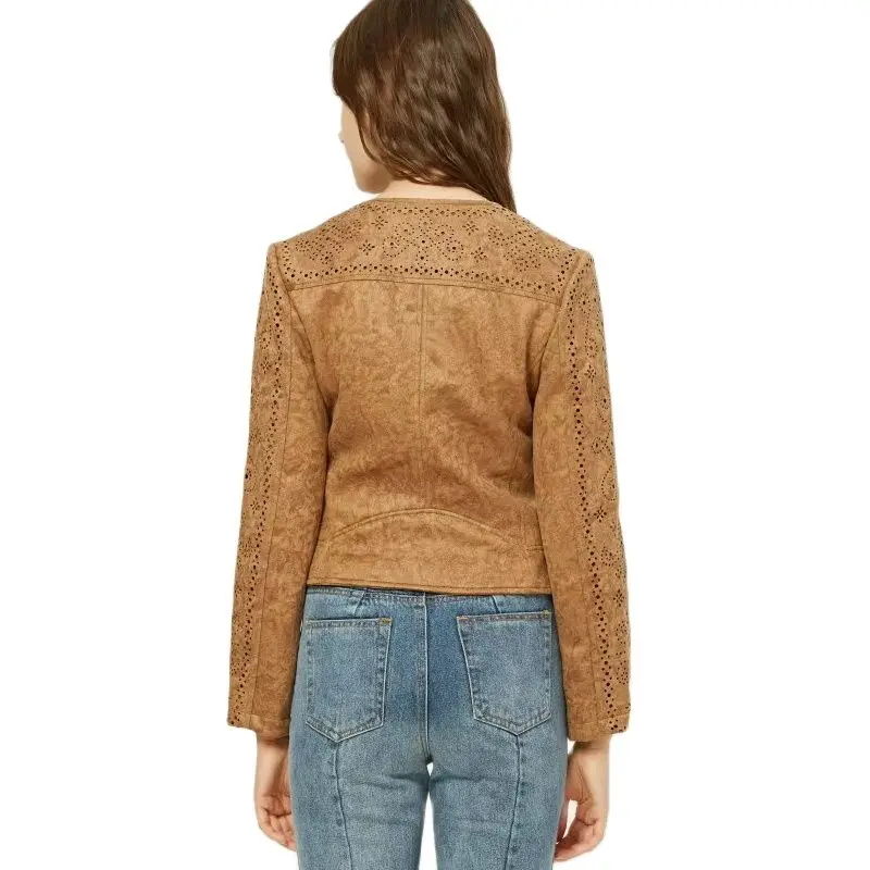 Женская замшевая куртка TMODA265 из искусственной кожи на осень и зиму женская