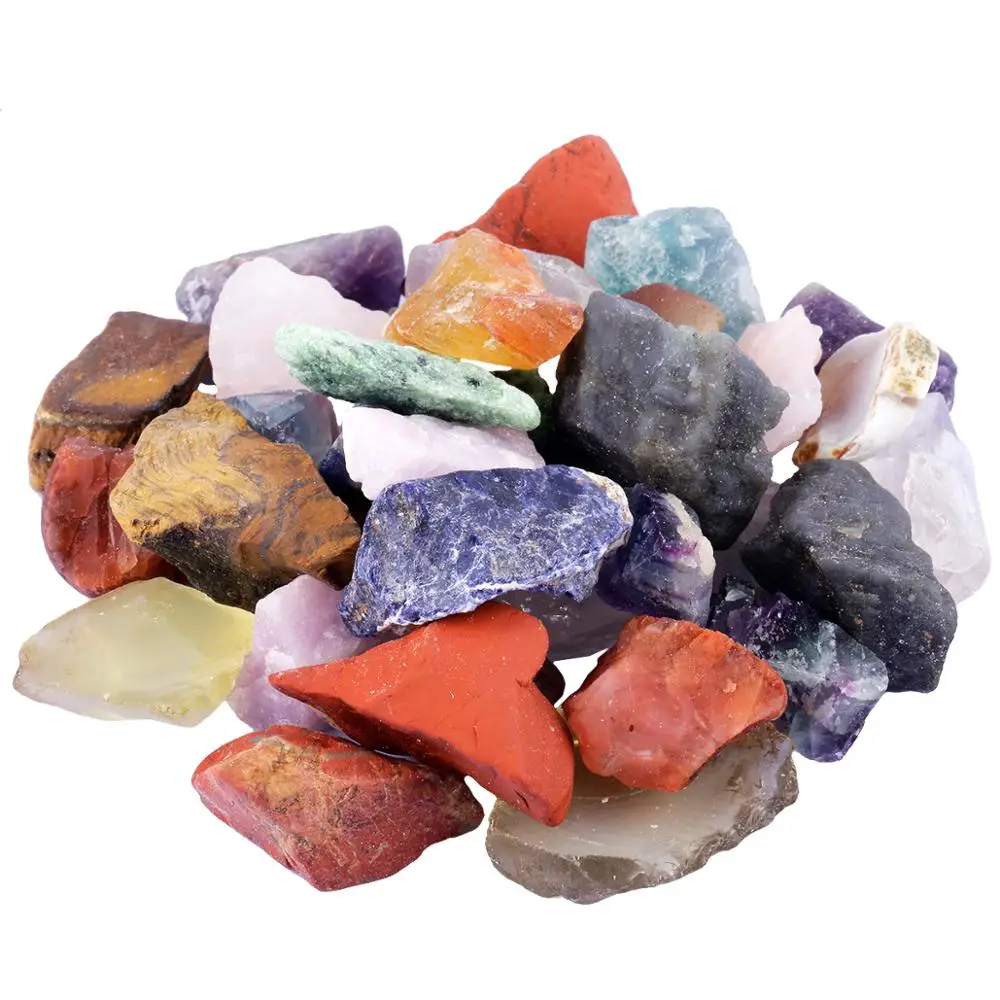 

TUMBEELLUWA 1lb (460g) Mixed Natural Crystal Raw Rough Stones for Tumbling,Cabbing,Wire Wrapping,Healing Reiki Wicca