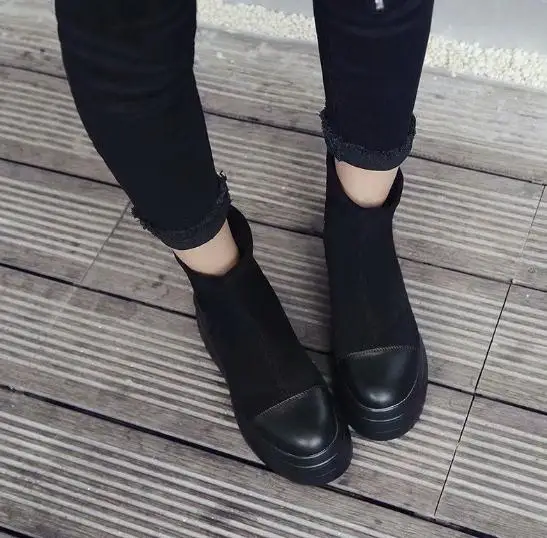 Женские ботинки Mateen на толстой подошве Корейская версия универсальных платформ