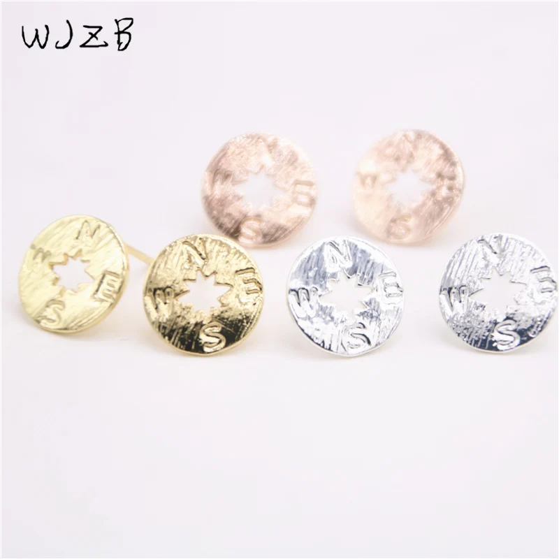 

Colorful compass stud earrings Circle with letter stud earrings for girls