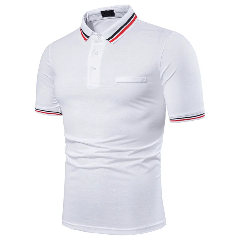 Мужская Однотонная рубашка поло NEGIZBER белая Повседневная приталенная с отложным