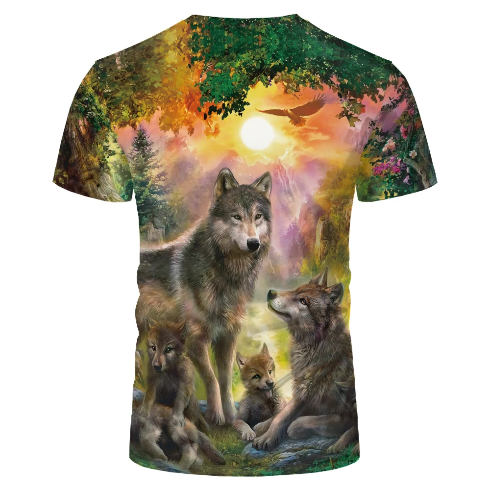 

Camouflage Loose Oversized And Breathable Men's Polyester T-Shirt Street Animal Wolf Pattern Casual Men's Clothing Tops T-Shirts
