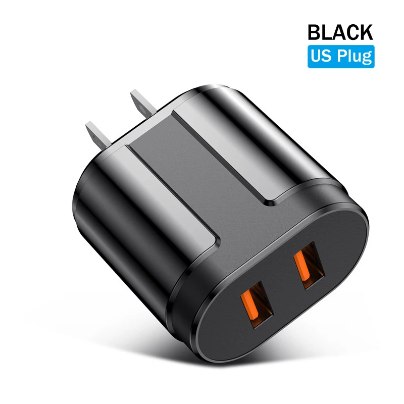 USLION Dual USB зарядное устройство 5 В 2.4A Быстрая зарядка стены мобильного телефона зарядное устройство для iPhone samsung Xiaomi Портативный ЕС США штекер Адаптер - Тип штекера: US Plug Black