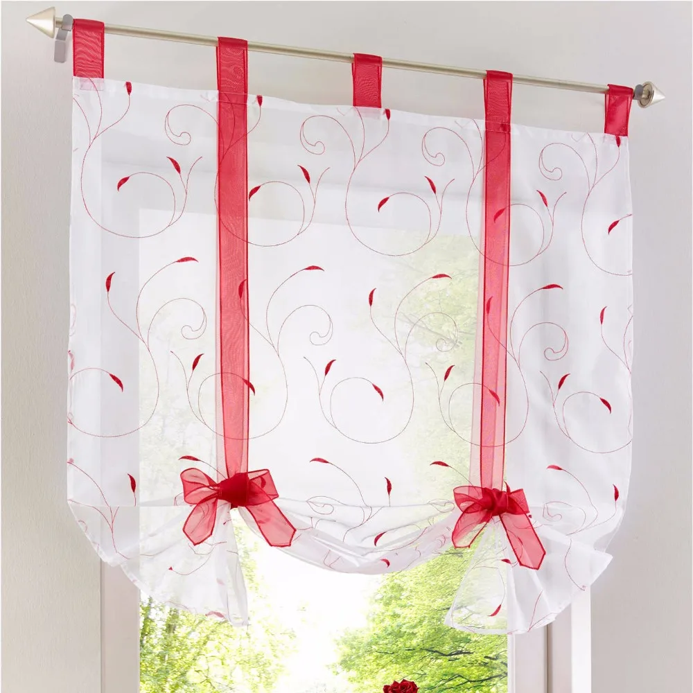 White Roman Curtain Grey European Perspective Yarn Drape Bow Tulle Suitable For Balcony Living Kitchen Room Decoration 4 | Дом и сад