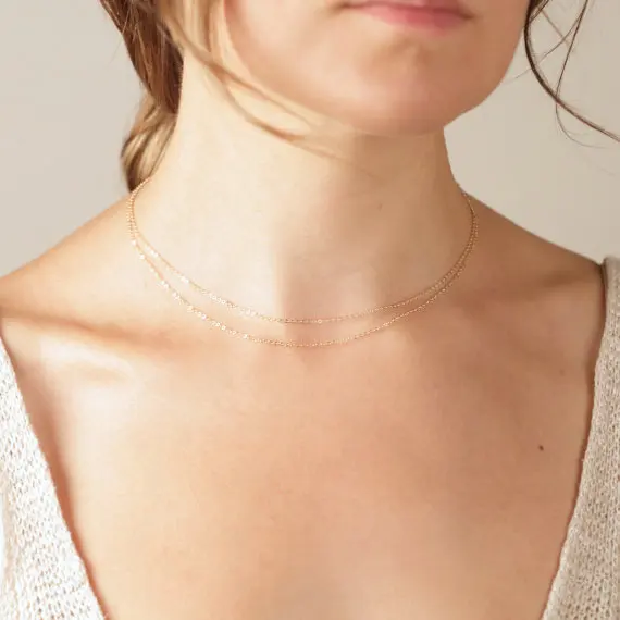 Красивое украшение Двухслойное ожерелье популярное золотого цвета элегантное