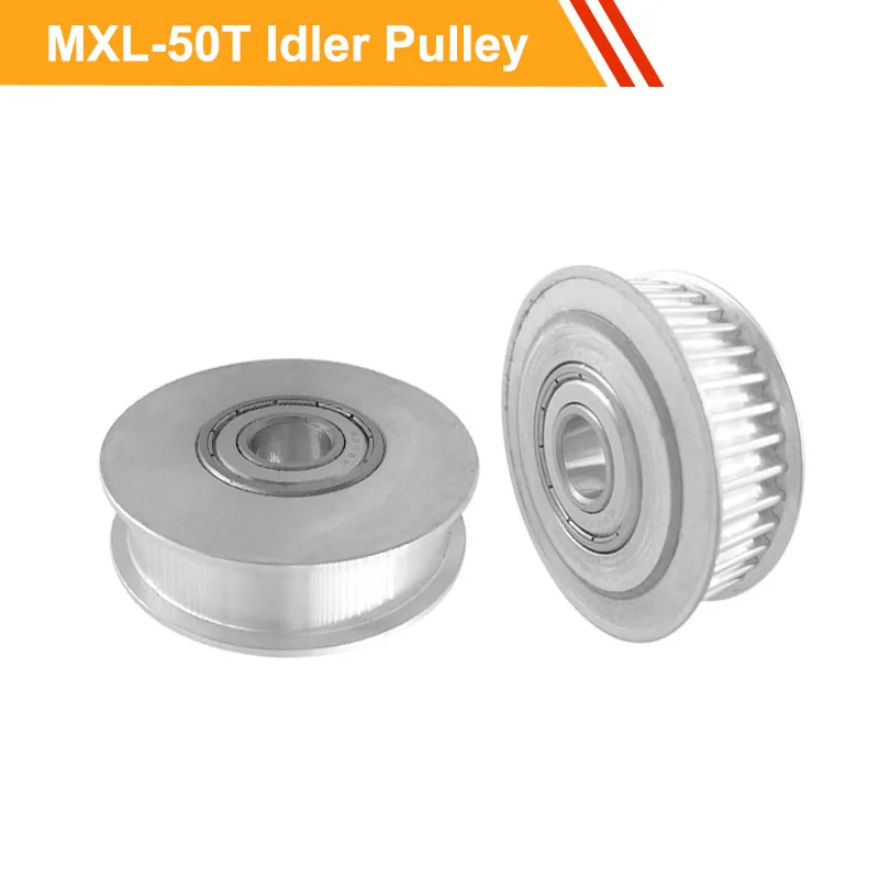 MXL 50T Idler Bearing Motor Pulley with/without Teeth 7mm/11mm Belt Width 5/6/8/10/12/15mm Bore Tooth |