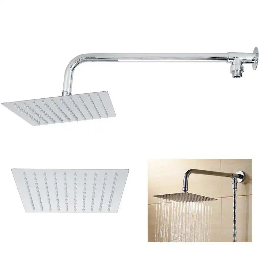 

NEW2022 G1/2in Light Luxury 8in Wall Mounted Stainless Steel Rainfall Shower Set Bathroom Shower Head Top Sprayer Kit Bath