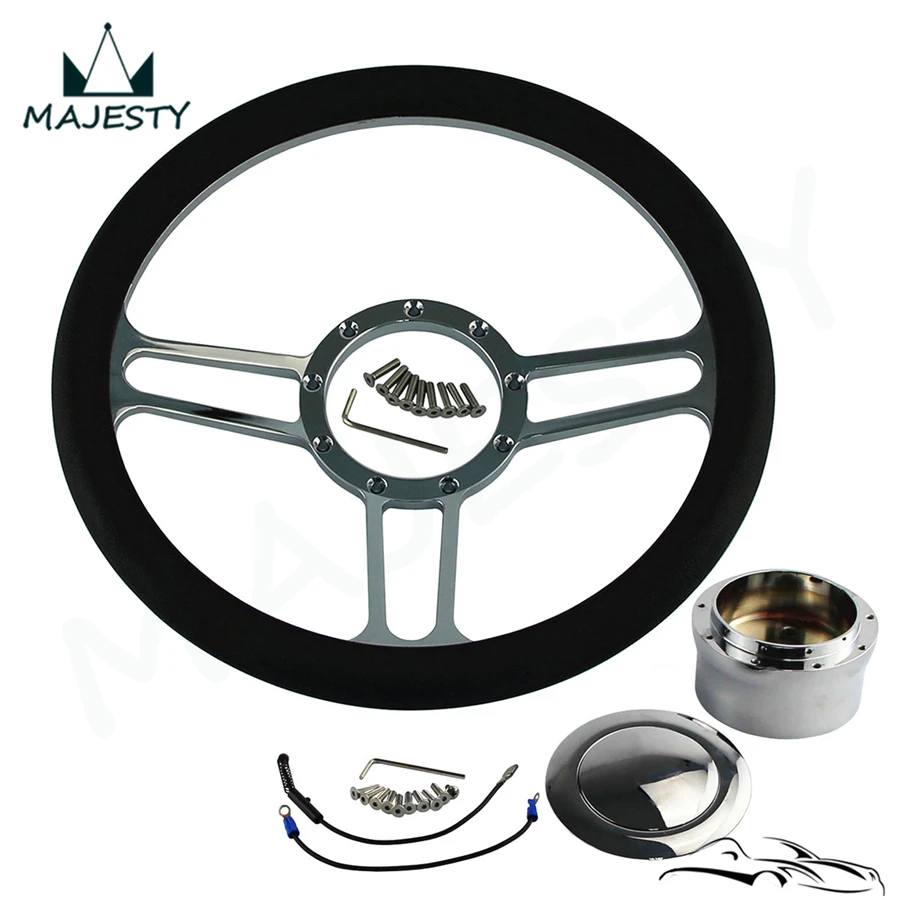14 &quot9 болт Троицы Стиль Половина обмотки ПВХ Руль + адаптер w/рог для CHEVY| |
