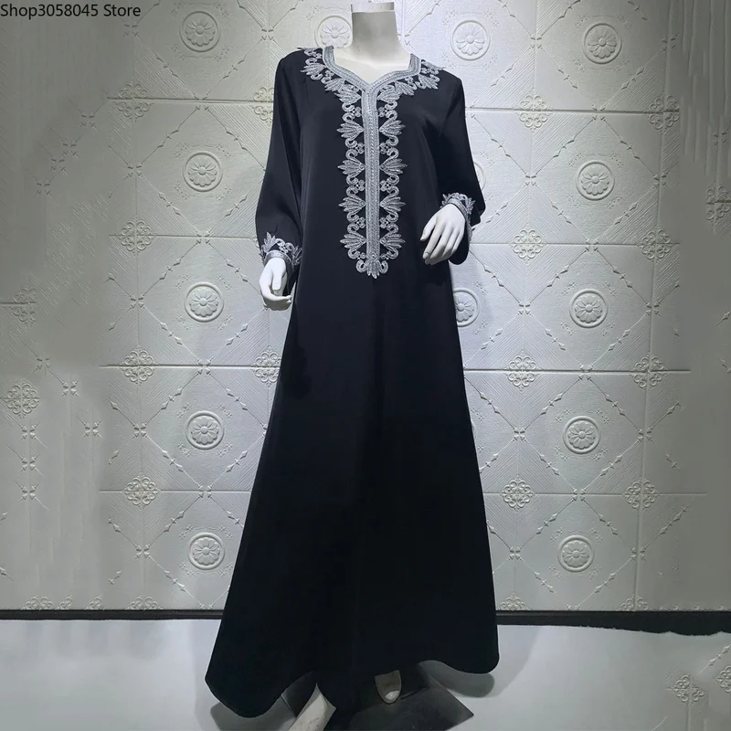 Abaya Dubai Muslim Women Dress Djellaba Femme Plus Size Boubou Long Sleeve Gown Turkish Kaftan European Clothing | Тематическая