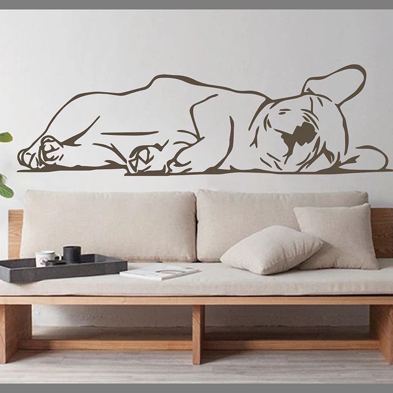 Calcomanía de pared de perro Bulldog francés para decoración de habitación de niños, pegatina grande de Animal de Mascota, vinilo para decoración del hogar, B373