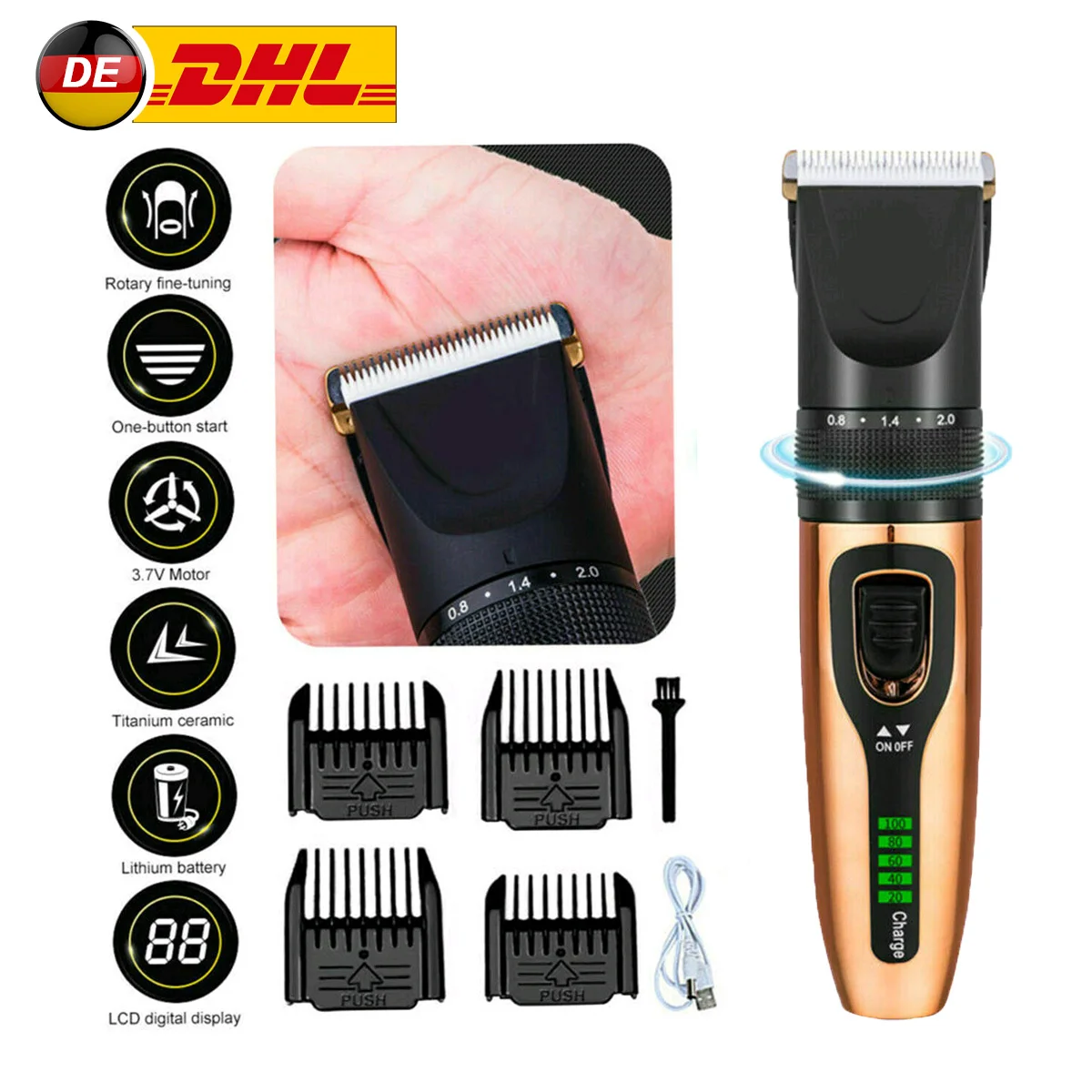 Профессиональная машинка для стрижки собак Уход USB аккумуляторная ЖК дисплей