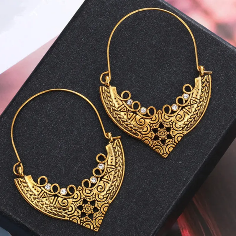 F antique gold Индийские Jhumka серьги «Слоник» цыганские ювелирные изделия в стиле ретро этнические бусины в античном стиле висячие серьги с кисточками для женщин богемный подарок - Окраска металла: F antique gold