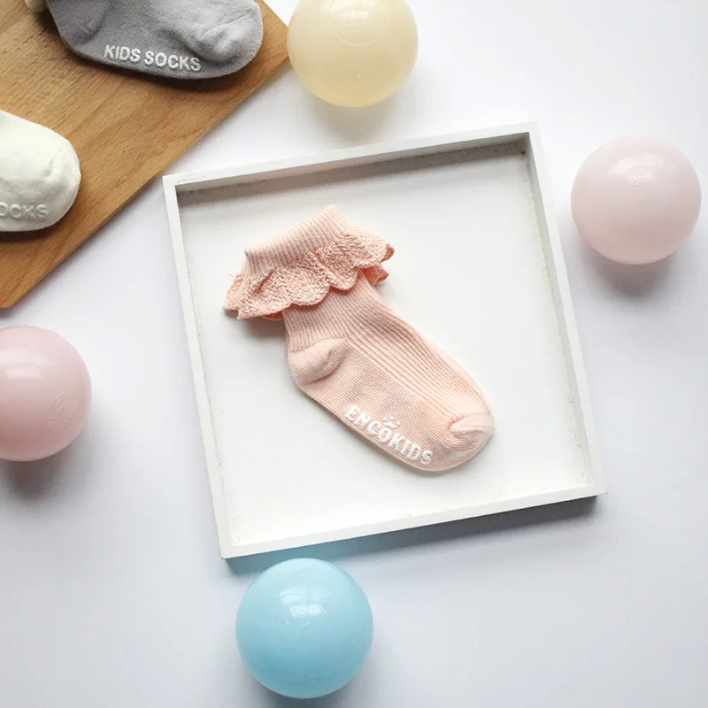 7161ZL/весенне летние носки новые кружевные хлопковые для малышей Нескользящие