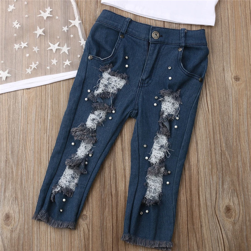 3 шт. модная одежда для маленьких девочек Сетчатая футболка с коротким рукавом +