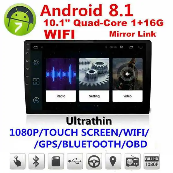 10,1 дюймов Android 8,1 Автомобильный Bluetooth Wifi Gps навигация четырехъядерный Радио Видео Аудио мультимедиа Mp5 плеер