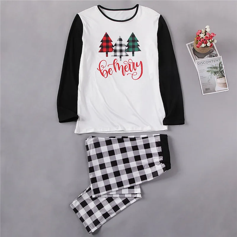 Семейный комплект рождественской пижамы PUDCOCO для женщин взрослых малышей детей