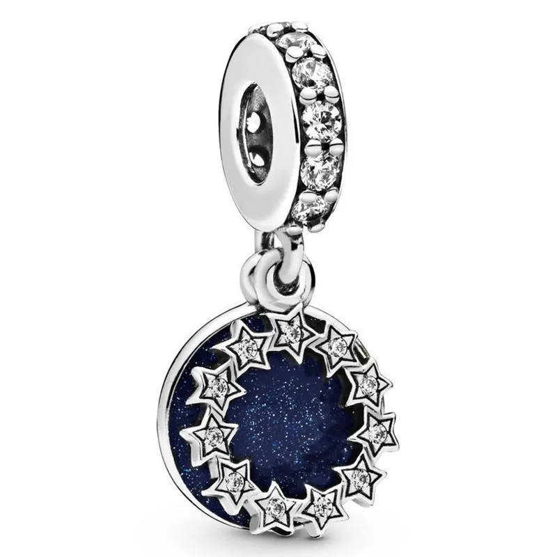 

100% 925 Sterling Silver Charm New Blue Star Pendant For Valentine's Day Fit Pandora Women Bracelet & Necklace Diy Jewelry
