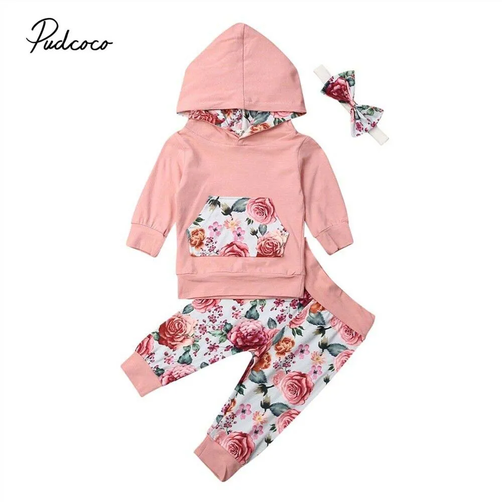 3 шт./комплект леггинсы с капюшоном и длинным рукавом цветочным принтом|Комплекты