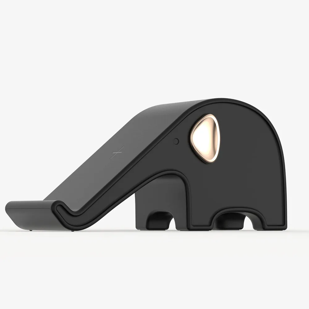 New 10W Elephant Shape Wireless Charging 2-Coil Qi charger Pad Stand BLACK and WHITE IY229 | Электроника