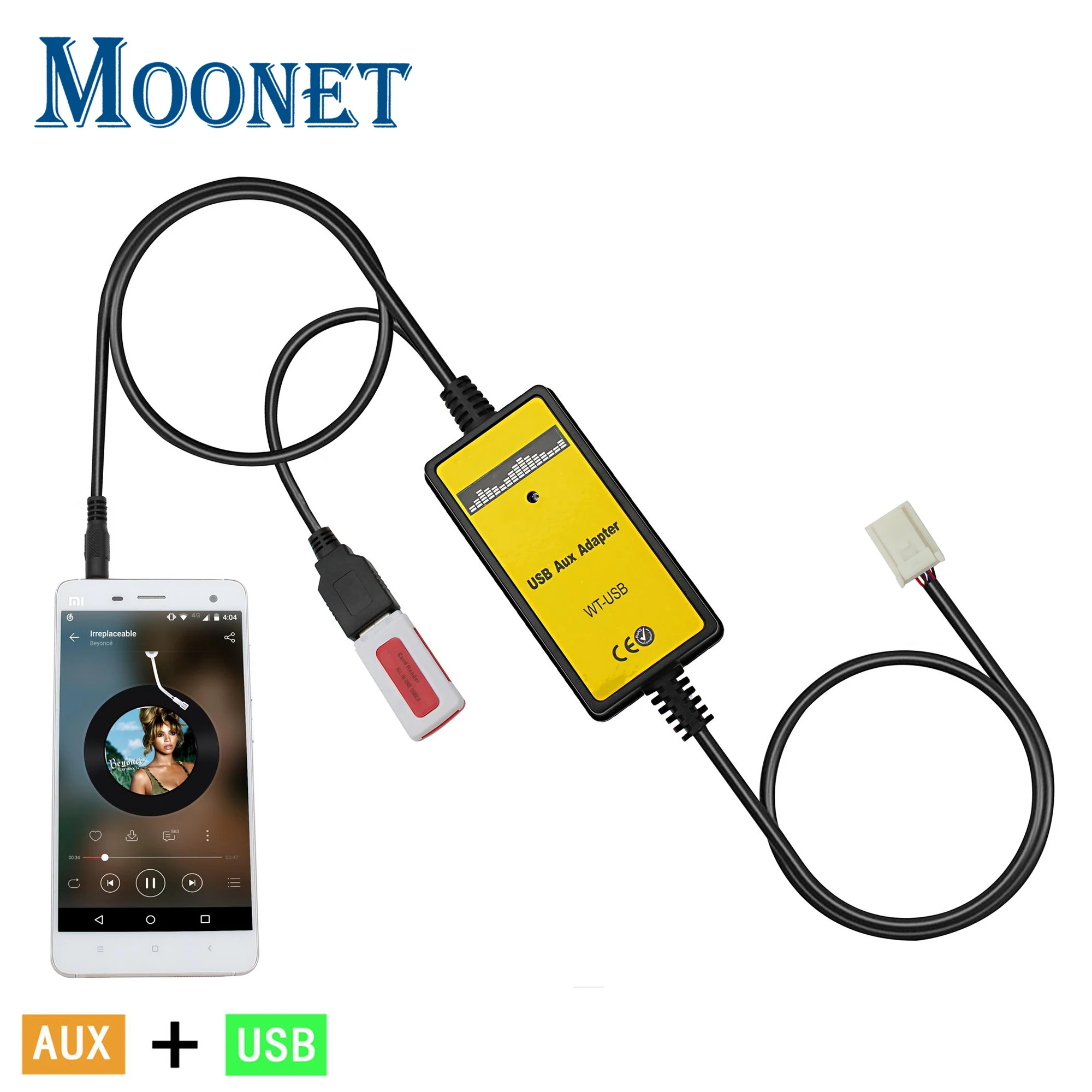 Moonet-Adaptador de música para coche, cambiador de CD de entrada USB y AUX, 6 + 6 pines, para Toyota RAV4, Avenis, Corolla, Camry, Vitz, Yaris (sin Navi y DVD)