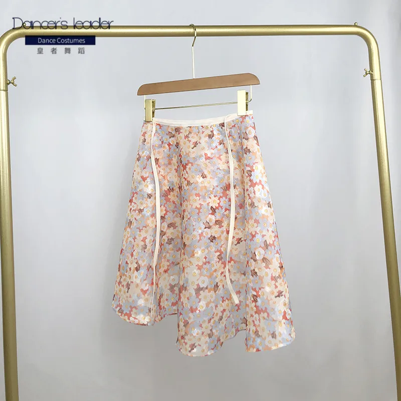 Балетная юбка на шнуровке шифоновая с принтом женская танцевальная