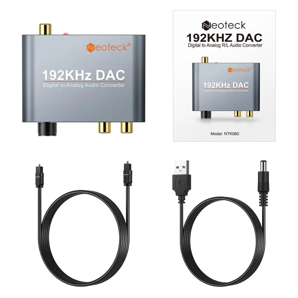 Neoteck 192 кГц алюминиевый ЦАП аудио конвертер адаптер Toslink оптический коаксиальный