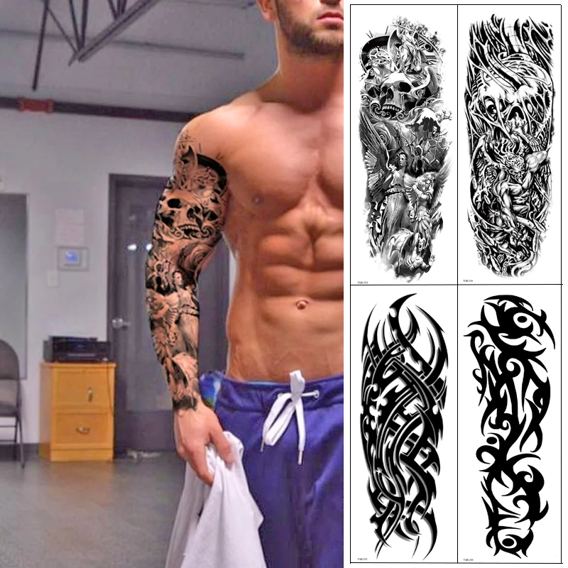 

1Sheet Extra Large Temporary Tattoos Full Arm and Skeleton Arm Tattoo Sleeves for Men Women