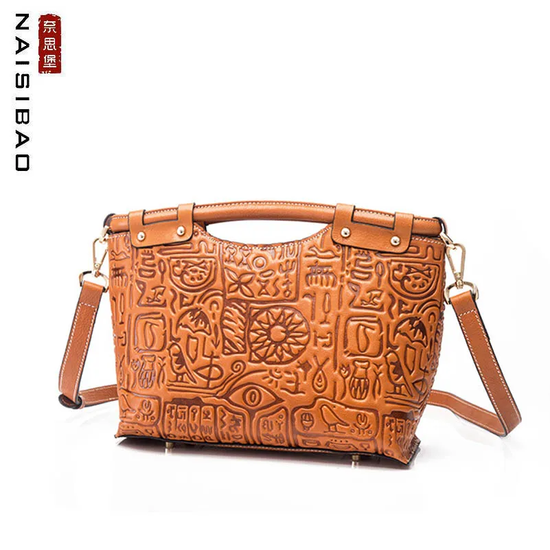 Новинка 2020 женская сумка NASIBAO из натуральной кожи тисненые сумки модная