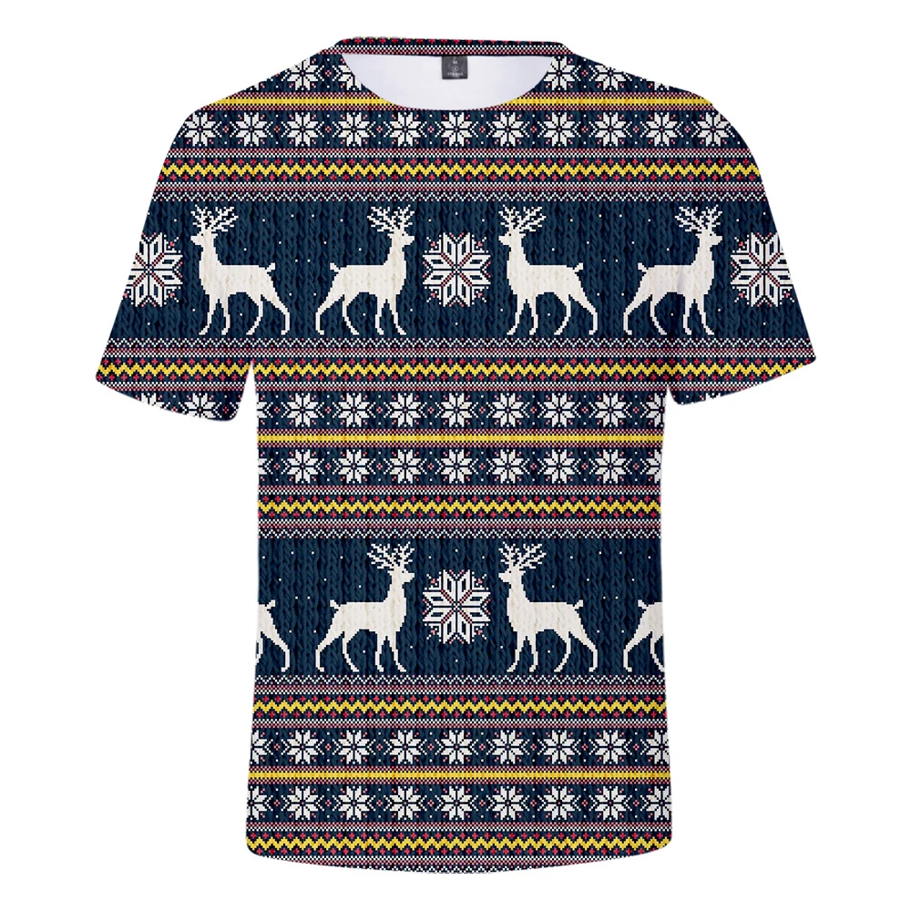 2019 г. Рождественская (дневная) Футболка с 3D принтом милые футболки круглым