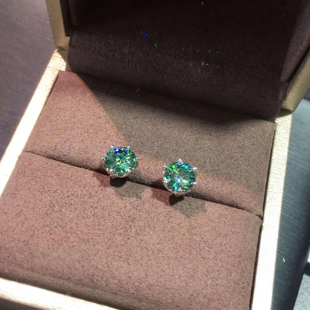 Серьги inbeaut с круглым изумрудом женские Классические круглые серьги алмазами 925