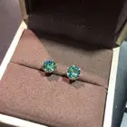 Серьги inbeaut с круглым изумрудом женские, Классические круглые серьги с алмазами 925 пробы, превосходная огранка, 1 карат, зеленые серьги-гвоздики с муассанитом