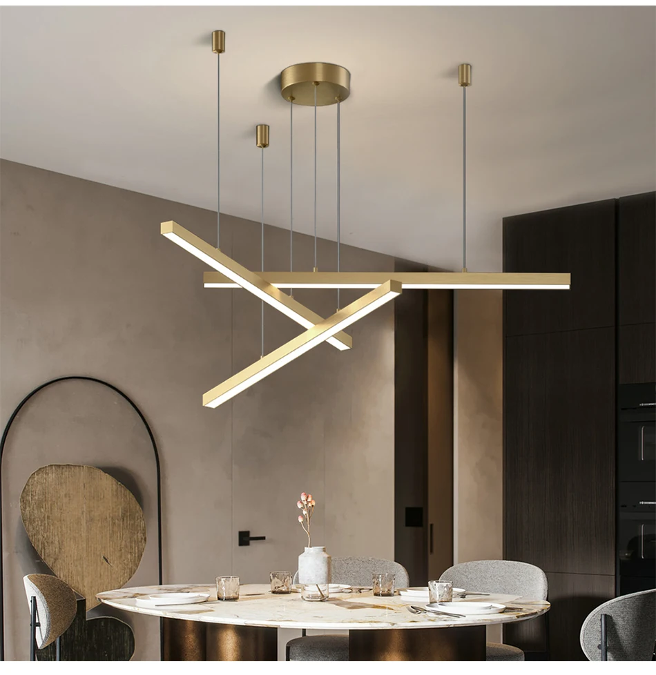 New Modern LED Chandelier Lighting Brief Gold Home Decoration Hanglamp Living Dining Room Light Fixtures Kitchen Island Lamp