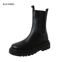 womens winter shoes leather ankle boots black womens autumn chelsea boots fashion platform boots daily commuter shoes