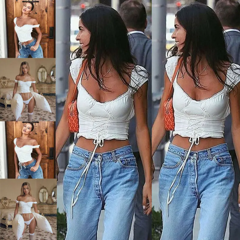 Женская Облегающая майка с открытыми плечами повседневная однотонная белая