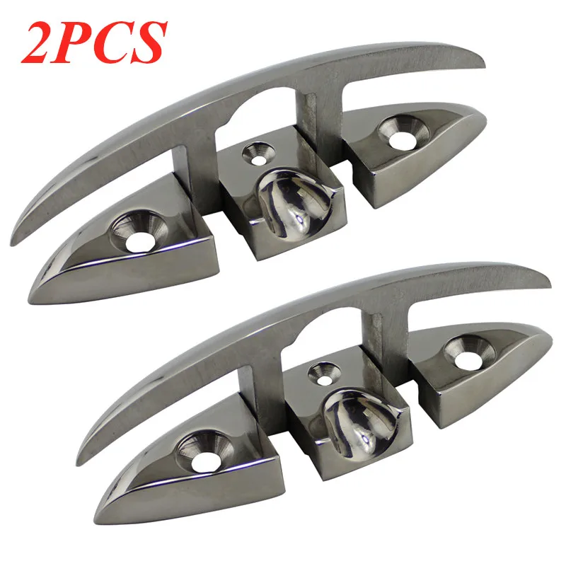 2PCS a lot 6inch 2PCS 6 Inch SS316 Boat Flip Up Folding Pull Up Cleat for marine boat yacht accessorie 316 Stainless Steel Flip Up Cleat 155x52mm - Цвет: 2PCS a lot 6inch