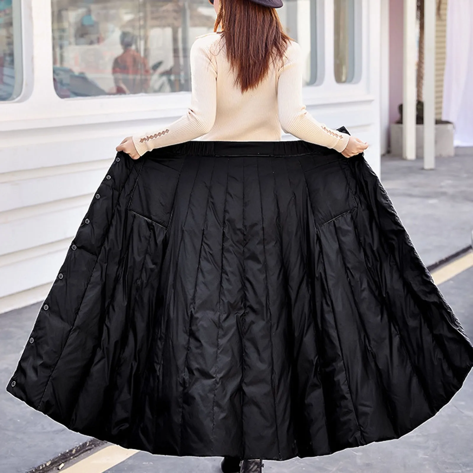 Женская теплая стильная цельная юбка с защитой от холода длинная пуховая запахом